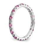 14k White Gold 3/8 carat Lab Grown Diamond VS/SI+ G+ and Lab Created Pink Sapphire Size 4.5 Eternity Band - Image 4