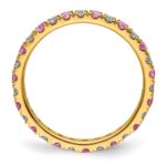 14k 1/2 carat Lab Grown Diamond VS/SI+ G+ and Lab Created Pink Sapphire Size 5.5 Eternity Band - Image 2