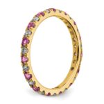 14k 1/2 carat Lab Grown Diamond VS/SI+ G+ and Lab Created Pink Sapphire Size 6.5 Eternity Band - Image 4