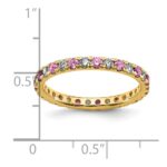 14k 3/8 carat Lab Grown Diamond VS/SI+ G+ and Lab Created Pink Sapphire Size 5 Eternity Band - Image 5