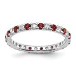 14k White Gold 1/2 carat Lab Grown Diamond VS/SI+ G+ and Lab Created Ruby Size 8.5 Eternity Band