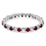 14k White Gold 1/2 carat Lab Grown Diamond VS/SI+ G+ and Lab Created Ruby Size 9 Eternity Band - Image 4