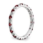 14k White Gold 3/8 carat Lab Grown Diamond VS/SI+ G+ and Lab Created Ruby Size 5 Eternity Band - Image 5