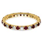 14k 3/8 carat Lab Grown Diamond VS/SI+ G+ and Lab Created Ruby Size 4 Eternity Band - Image 4