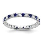 14k White Gold 1/2 carat Lab Grown Diamond VS/SI+ G+ and Lab Created Blue Sapphire Size 7 Eternity Band
