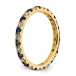 14k 1/2 carat Lab Grown Diamond VS/SI+ G+ and Lab Created Blue Sapphire Size 7 Eternity Band - Image 4