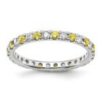 14k White Gold 1/2 carat Lab Grown Diamond VS/SI+ G+ and Lab Created Yellow Sapphire Size 9 Eternity Band