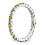 14k White Gold 1/2 carat Lab Grown Diamond VS/SI+ G+ and Lab Created Yellow Sapphire Size 6 Eternity Band - Image 4