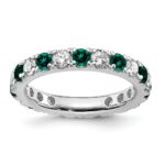 14k White Gold 1 1/5 carat Lab Grown Diamond VS/SI+ G+ and Lab Created Alexandrite Size 9 Eternity Band