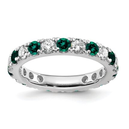 14k White Gold 1 carat Lab Grown Diamond VS/SI+ G+ and Lab Created Alexandrite Size 6 Eternity Band