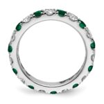 14k White Gold 3/4 carat Lab Grown Diamond VS/SI+ G+ and Lab Created Emerald Size 4.5 Eternity Band - Image 2