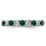 14k White Gold 1 1/5 carat Lab Grown Diamond VS/SI+ G+ and Lab Created Emerald Size 7 Eternity Band - Image 3