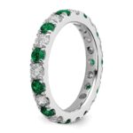 14k White Gold 1 1/5 carat Lab Grown Diamond VS/SI+ G+ and Lab Created Emerald Size 8.5 Eternity Band - Image 5