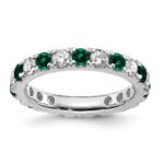 14k White Gold 1 carat Lab Grown Diamond VS/SI+ G+ and Lab Created Emerald Size 6 Eternity Band