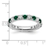 14k White Gold 1 carat Lab Grown Diamond VS/SI+ G+ and Lab Created Emerald Size 6.5 Eternity Band - Image 6