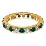 14k 1 carat Lab Grown Diamond VS/SI+ G+ and Lab Created Emerald Size 4 Eternity Band - Image 4