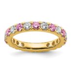 14k 1 carat Lab Grown Diamond VS/SI+ G+ and Lab Created Pink Sapphire Size 6 Eternity Band