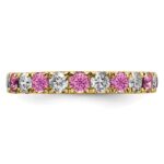 14k 1 carat Lab Grown Diamond VS/SI+ G+ and Lab Created Pink Sapphire Size 5 Eternity Band - Image 3
