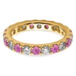 14k 1 1/5 carat Lab Grown Diamond VS/SI+ G+ and Lab Created Pink Sapphire Size 9 Eternity Band - Image 4