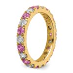 14k 1 carat Lab Grown Diamond VS/SI+ G+ and Lab Created Pink Sapphire Size 5 Eternity Band - Image 5