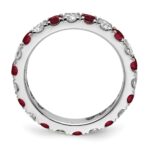 14k White Gold 1 1/5 carat Lab Grown Diamond VS/SI+ G+ and Lab Created Ruby Size 8.5 Eternity Band - Image 2