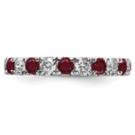 14k White Gold 1 1/5 carat Lab Grown Diamond VS/SI+ G+ and Lab Created Ruby Size 7.5 Eternity Band - Image 3