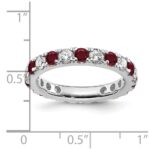 14k White Gold 1 1/5 carat Lab Grown Diamond VS/SI+ G+ and Lab Created Ruby Size 8.5 Eternity Band - Image 6