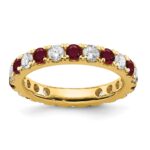 14k 1 carat Lab Grown Diamond VS/SI+ G+ and Lab Created Ruby Size 4.5 Eternity Band