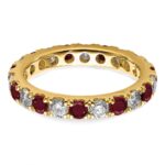 14k 1 1/5 carat Lab Grown Diamond VS/SI+ G+ and Lab Created Ruby Size 9 Eternity Band - Image 4
