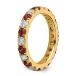 14k 1 carat Lab Grown Diamond VS/SI+ G+ and Lab Created Ruby Size 4 Eternity Band - Image 5