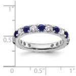 14k White Gold 1 carat Lab Grown Diamond VS/SI+ G+ and Lab Created Blue Sapphire Size 5 Eternity Band - Image 6