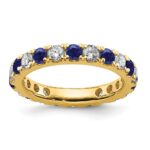 14k 1 1/5 carat Lab Grown Diamond VS/SI+ G+ and Lab Created Blue Sapphire Size 8.5 Eternity Band