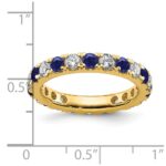 14k 1 carat Lab Grown Diamond VS/SI+ G+ and Lab Created Blue Sapphire Size 5 Eternity Band - Image 5