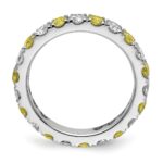 14k White Gold 1 1/5 carat Lab Grown Diamond VS/SI+ G+ and Lab Created Yellow Sapphire Size 9 Eternity Band - Image 2