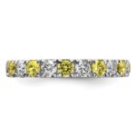 14k White Gold 1 1/5 carat Lab Grown Diamond VS/SI+ G+ and Lab Created Yellow Sapphire Size 8.5 Eternity Band - Image 3