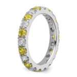 14k White Gold 1 carat Lab Grown Diamond VS/SI+ G+ and Lab Created Yellow Sapphire Size 5.5 Eternity Band - Image 5