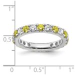 14k White Gold 1 carat Lab Grown Diamond VS/SI+ G+ and Lab Created Yellow Sapphire Size 6.5 Eternity Band - Image 6