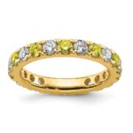14k 1 carat Lab Grown Diamond VS/SI+ G+ and Lab Created Yellow Sapphire Size 5.5 Eternity Band