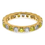 14k 1 carat Lab Grown Diamond VS/SI+ G+ and Lab Created Yellow Sapphire Size 6.5 Eternity Band - Image 4