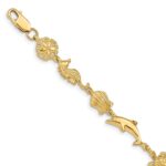 14K Polished Sea Life 7 inch Bracelet
