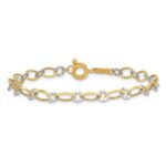 14K Two-tone Oval and Diamond-cut Circle 7.25 inch Bracelet - Image 3