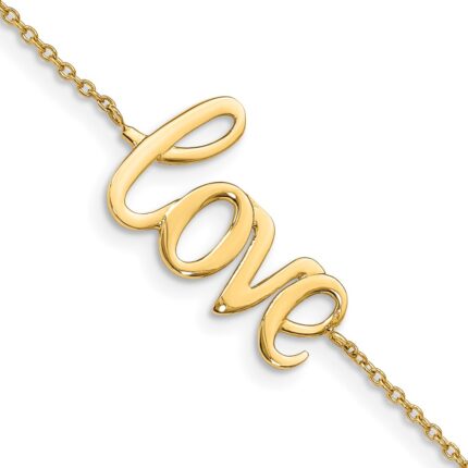 14K Polished LOVE Script 7 inch Bracelet