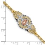 14k Two-tone with White Rhodium Our Lady of Guadalupe and Bismark Chain 7 inch Bracelet - Image 3