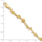 14k Polished and Textured Ocean Motif 7 inch Bracelet - Image 3