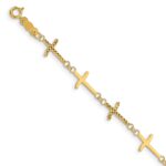 14k Polished and Diamond-cut Crosses 7 inch Bracelet Plus 1 inch Extender