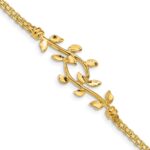 14K Polished Leaves and Bismark Chain 7 inch Bracelet