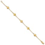 14K Brushed and Polished Puffed Hearts 7 inch Bracelet - Image 2