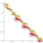14K Pink and White Enameled 3-D Conch Shell 7.25 inch Bracelet - Image 3