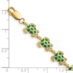 14k with Green Enamel Sea Turtle 7 inch Bracelet - Image 3