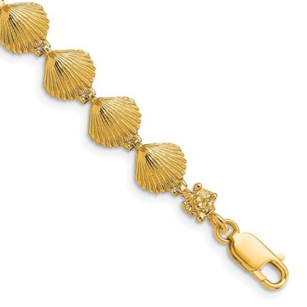 14k Scallop Shell 7 inch Bracelet